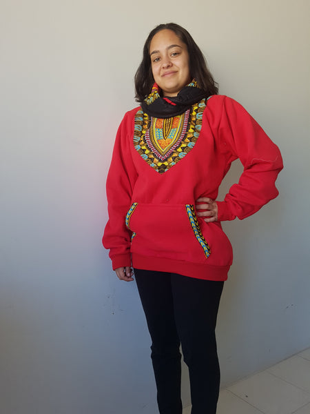 Red Snoody with black in-built scarf