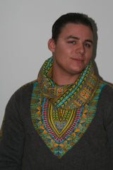 Grey Snoody with mixed color in-built scarf featuring light blue