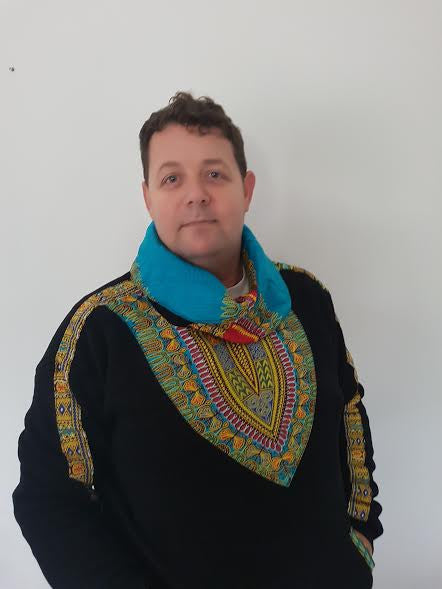 Black Snoody with a Blue in-built scarf