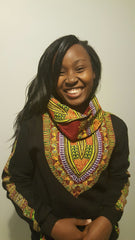 Black Snoody with a maroon-yellow in-built scarf