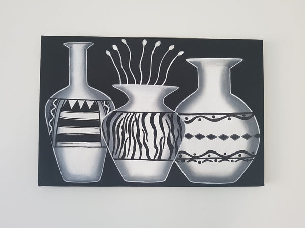 Black and white Flower vases