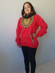 Red Snoody with black in-built scarf