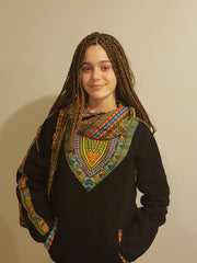 Black Snoody with a Blue-lined in-built scarf