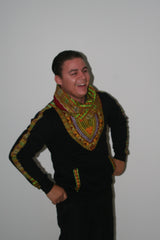 Black Snoody with mixed colors in-built scarf featuring maroon and green